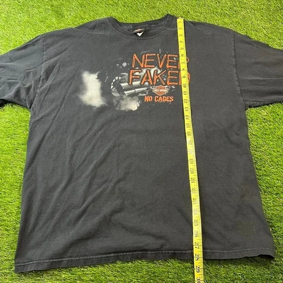 Y2K Harley Long Sleeve Never Faked XL Sleeve hits skull biker - Picture 6 of 7